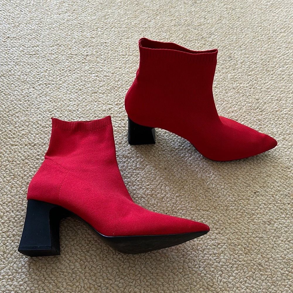 Red Zara Sock Booties